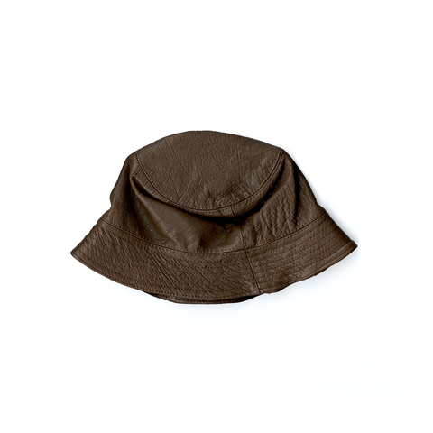 Leather Bucket Hat - Orange Suede