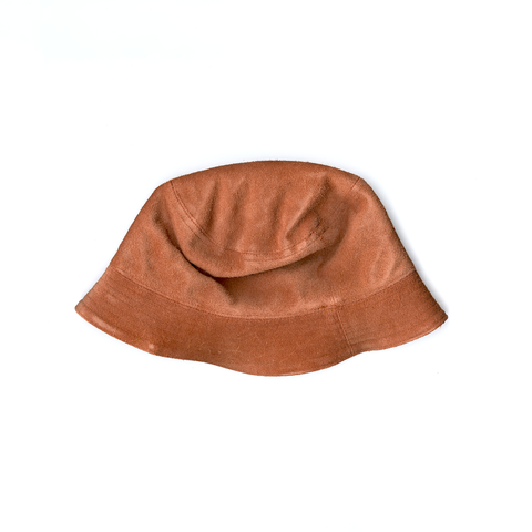 Leather Bucket Hat - Chocolate Brown Ostrich Leather